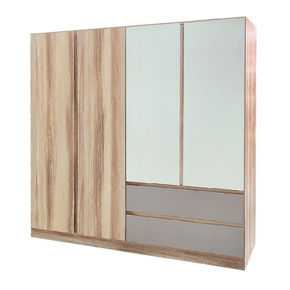 [จัดส่งพร้อมประกอบ] FURDINI ตู้เสื้อผ้า 4 บานเปิด FINE 200 ซม. สีลายไม้/ครีม/ขาว จัดส่งโดย HomePro