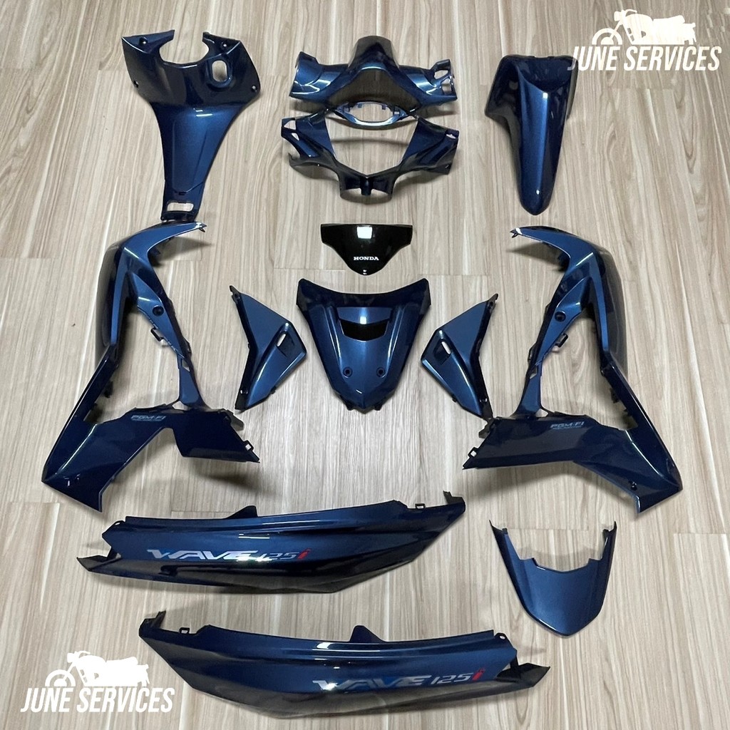 ชุดสี Wave 125i LED 2018-2021 รวม 13 ชิ้น สีน้ำเงินล้วน ติดลาย