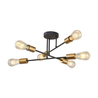 LUZINO โคมไฟเพดานหล็ก (E27x6) รุ่น 20917 BK/GD สีดำ - ทอง