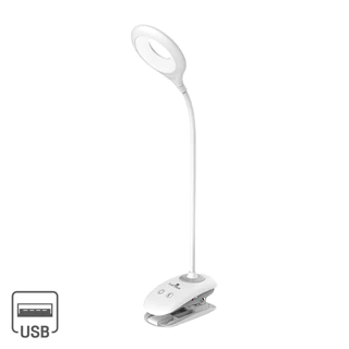 LUZINO โคมไฟอ่านหนังสือแบบหนีบ Rechargeable (LED 8 W) รุ่น TGX-770 (WH) ขนาด 8.9x8.9x42 ซม. สีขาว