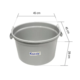 KASSA HOME กะละมังกลมหูเชือก พลาสติก Safari 30 ลิตร รุ่น 3969 ขนาด 45 x 45 x 28 ซม. สีเทา