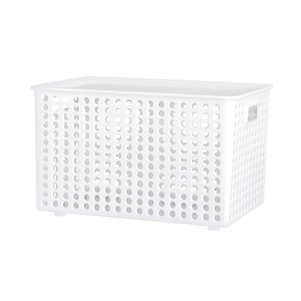 ตะกร้าอเนกประสงค์ทรงเหลี่ยมพร้อมฝาปิด Circle KASSA HOME รุ่น API-5036-L ขนาด 38x27x22.8 ซม. สีขาว