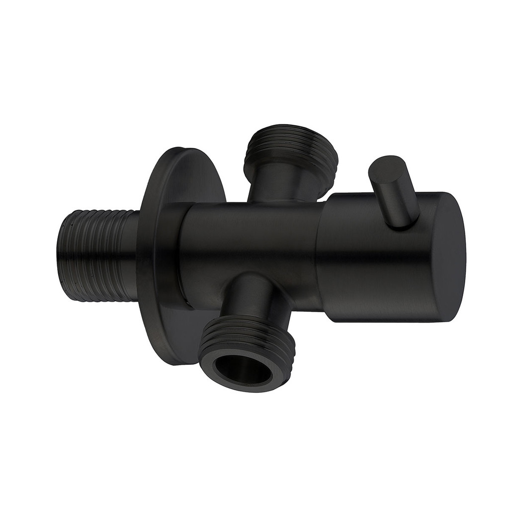 KASSA สต๊อปวาล์ว สเตนเลส แบบ 2 ทางน้ำออก KS-5080B-2 สีดำ