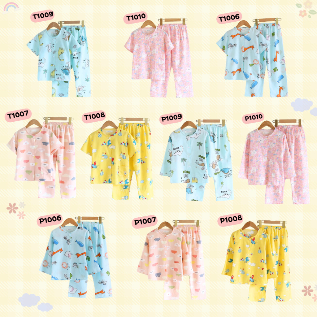 ชุดนอน Muslin Kid ผ้ามัสลิน รุ่น (T1006 P1006 T1007 P1007 T1008 P1008 T1009 P1009 T1010 P1010)