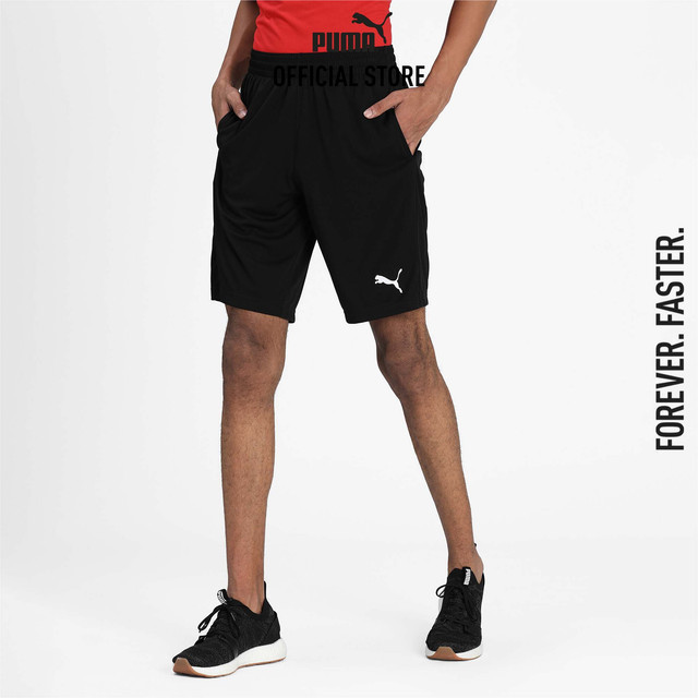 PUMA BASICS - กางเกงขาสั้นผู้ชาย Active Interlock สีดำ 58672901