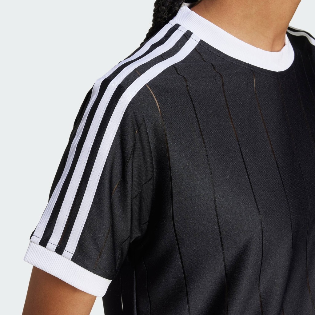 adidas Lifestyle Adicolor 3-Stripes Pinstripe Tee Women Black IX5505 ราคา ถูกที่สุด ดีลบีเคเค แกลเลอรีภาพที่ 8