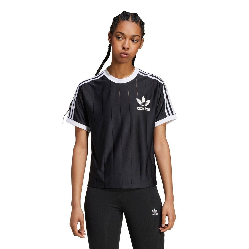 adidas Lifestyle Adicolor 3-Stripes Pinstripe Tee Women Black IX5505 ราคา ถูกที่สุด ดีลบีเคเค แกลเลอรีภาพที่ 5