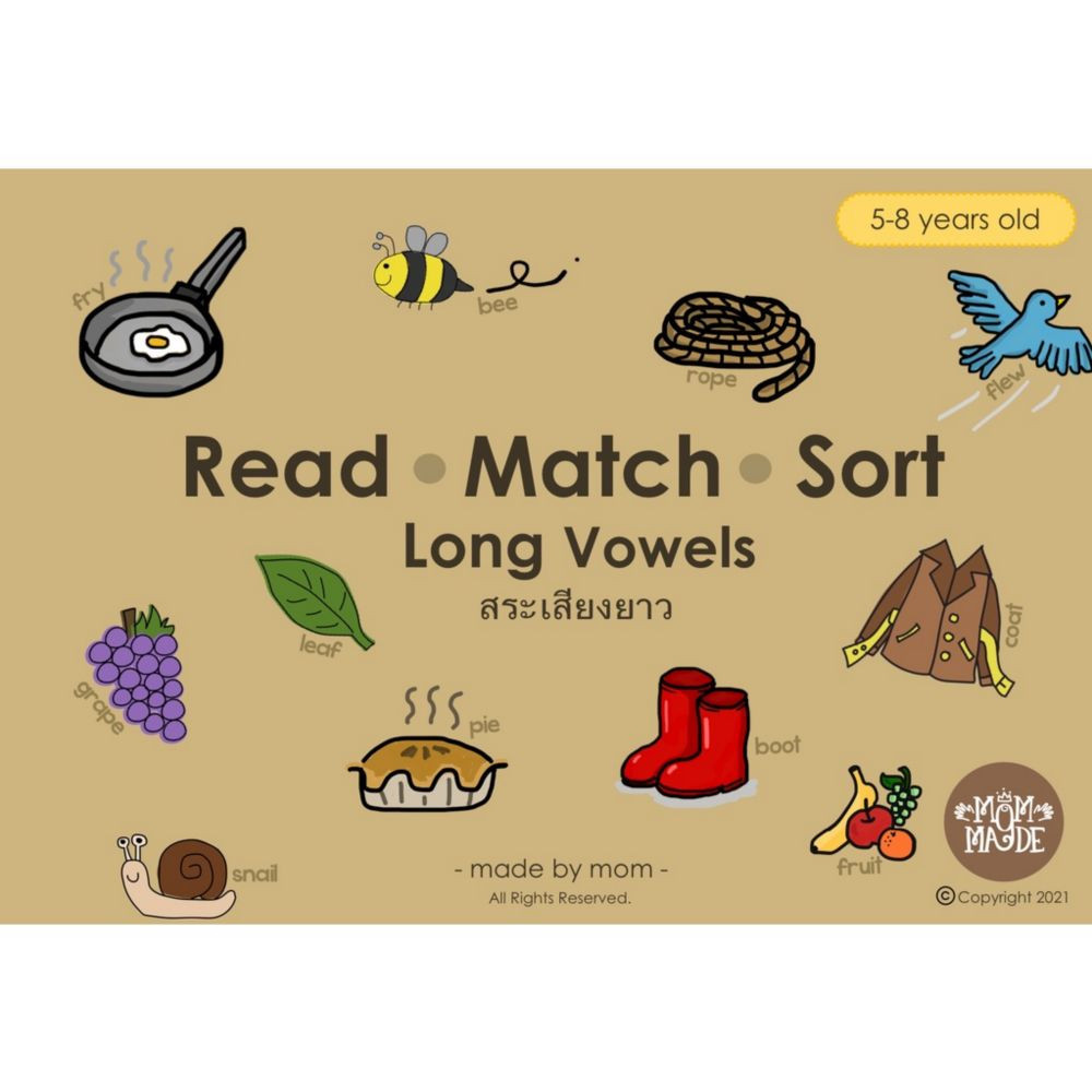 ^NANMEEBOOKS หนังสือ Read Match Sort : Long Vowel ฝึกผสมคำสระเสียงยาว (พิสินี)