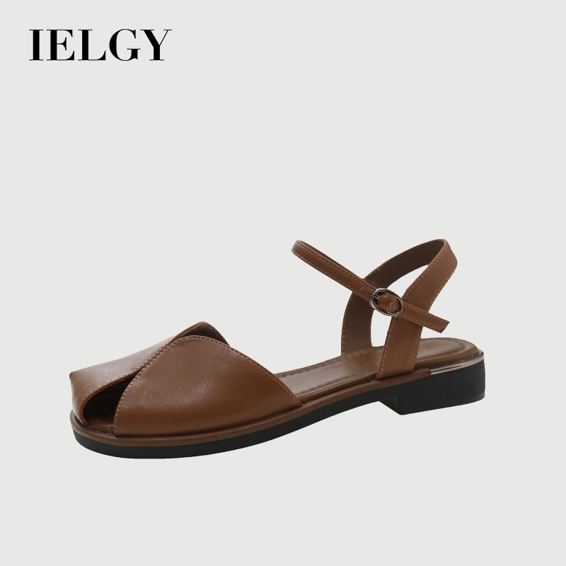 IELGY รองเท้าแตะนิ้วเท้าสไตล์เกาหลีรองเท้าโรมันพื้นนุ่มสําหรับผู้หญิง