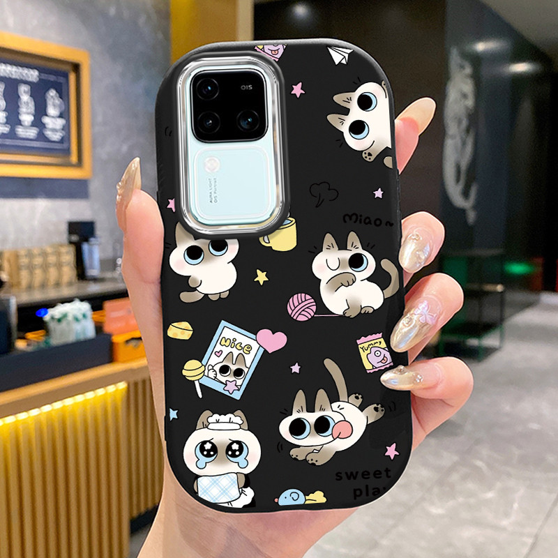 เคสสำหรับ VIVO V30 Pro 5G V29 Pro V29e V27 PRo 5G V23 V23i V20 Pro S1 S7 เคสโทรศัพท์ซิลิโคนแสนสนุกสำหรับแมว