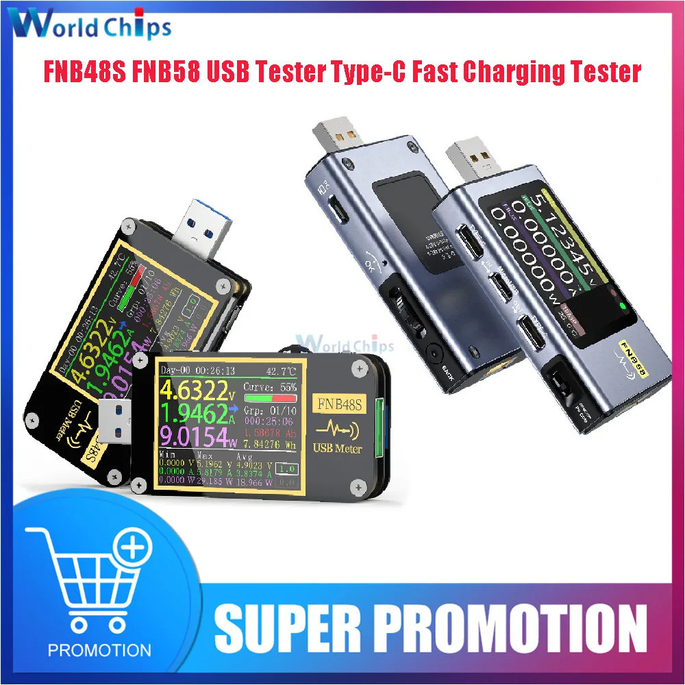 <0>FNB48S FNB58 เครื่องทดสอบ USB โวลต์มิเตอร์ แอมมิเตอร์ Type-C ตรวจจับโปรโตคอลการชาร์จเร็ว เครื่องท