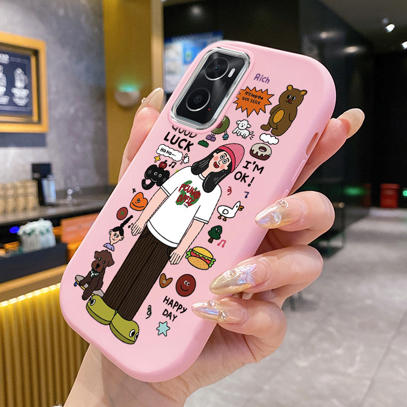 เคสสำหรับ OPPO A36 A76 A96 เคสโทรศัพท์ซิลิโคนกันกระแทกลายผู้หญิงทันสมัย