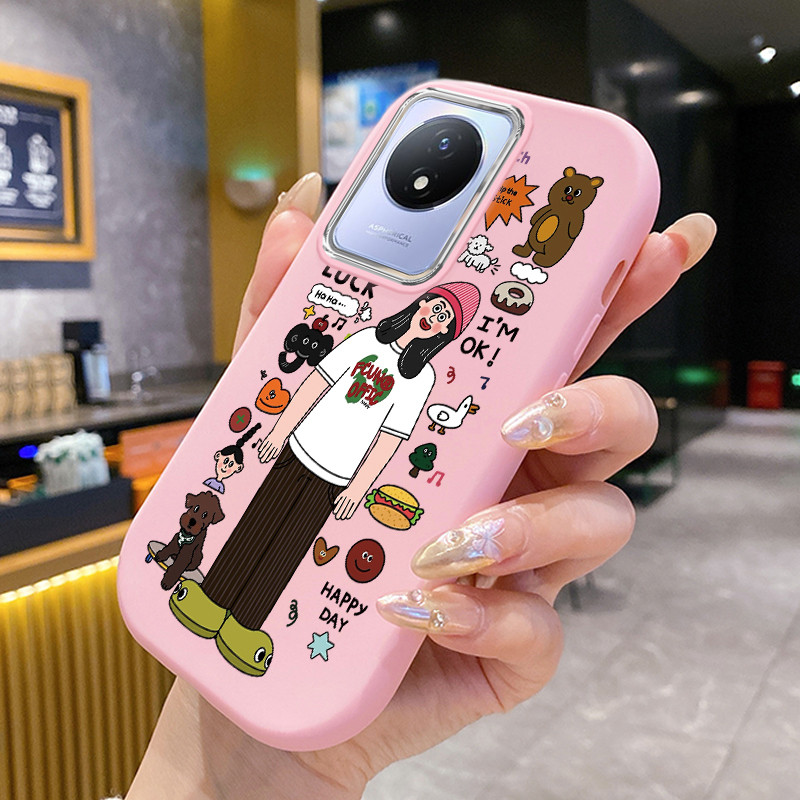 เคสสำหรับ VIVO Y02 Y02A Y02T Y02s Y11 2023 เคสโทรศัพท์ซิลิโคนกันกระแทกลายผู้หญิงทันสมัย