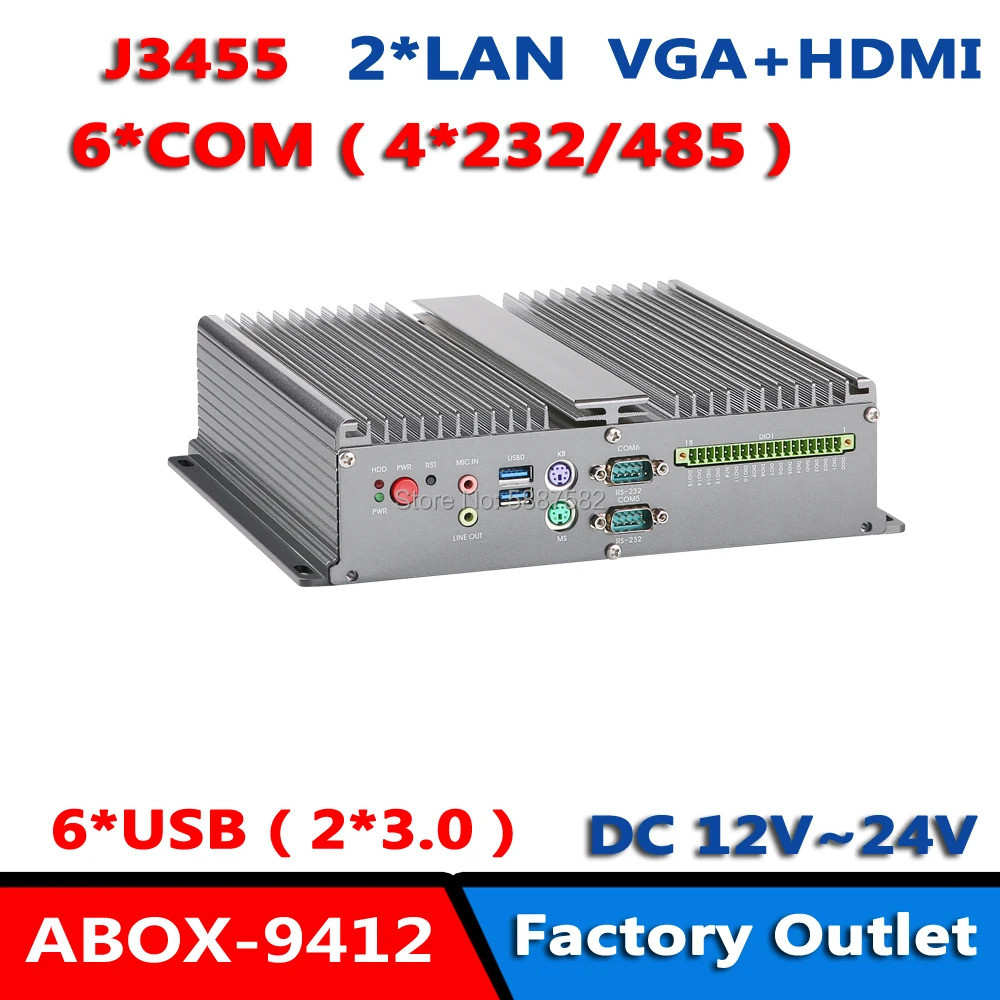 ประตูทางเข้าอุตสาหกรรม IoT โปรเซสเซอร์ Intel Celeron J3455 คอมพิวเตอร์อัตโนมัติ พร้อม 2x LAN, 6x, 6x