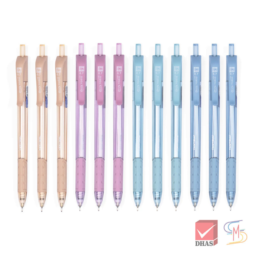 (แพ็ค 12 ) Elephant ตราช้าง ปากกา ปากกาลูกลื่น ดริฟท์ โทริโอะ 0.7 น้ำเงิน คละสี จำนวน 12 ด้าม/แพ็ค