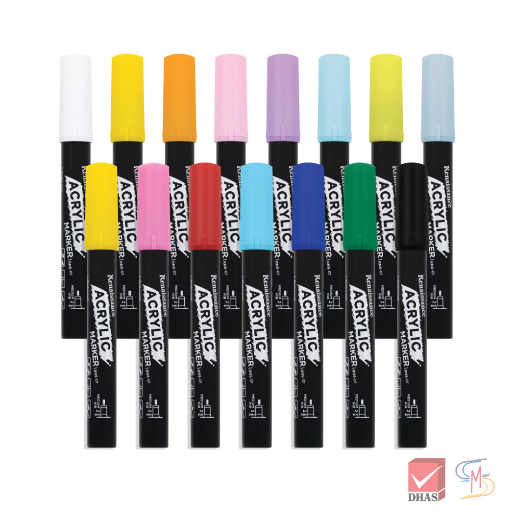 Renaissance ปากกา ปากกามาร์กเกอร์ อะคริลิค 15 สี acrylic marker จำนวน 1 ด้าม