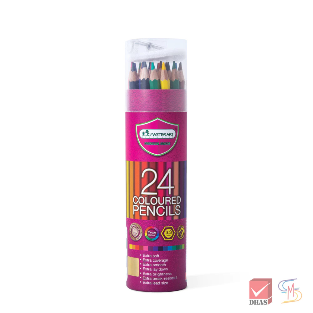Master Art มาสเตอร์อาร์ต สีไม้ ดินสอสีไม้ แท่งยาว 24 สี จำนวน 1 กระบอก