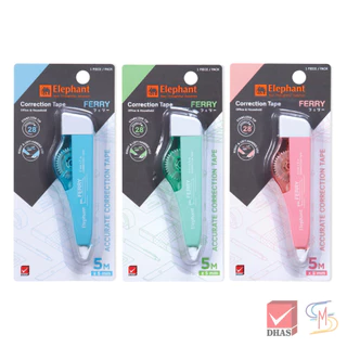 Elephant ตราช้าง เทปลบคำผิด รุ่น เฟอร์รี่ 5 มม. x 5 ม. คละสี (1 ชิ้น)