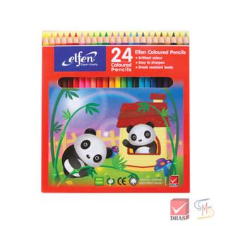 Elfen เอลเฟ่น สีไม้ ดินสอสีไม้ แท่งยาว 24 สี จำนวน 1 กล่อง
