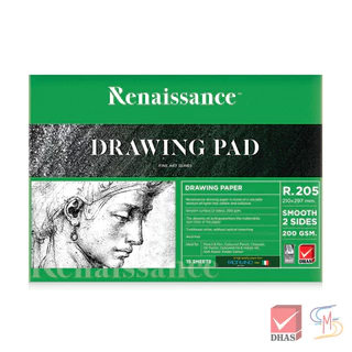 Renaissance สมุดวาดเขียน ขนาด A4 ผิวเรียบ R-205 จำนวน 1 เล่ม