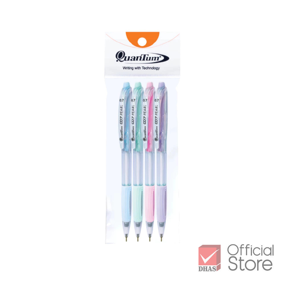 [แพ็ค 4 ด้าม] Quantum ปากกา ปากกาลูกลื่น เจลลูลอยด์ 007 เพิลล์ 0.7 จำนวน 4 ด้าม