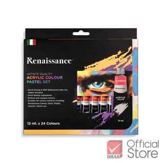 Renaissance สีอะคริลิค ชุดสีอะคริลิค รุ่นพาสเทล 12มล. 24สี จำนวน 1 เซ็ท