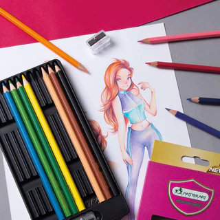 Master Art สีไม้ 12 สี รุ่นใหม่ (แท่งยาว) ระบายนุ่ม - 1 กล่อง