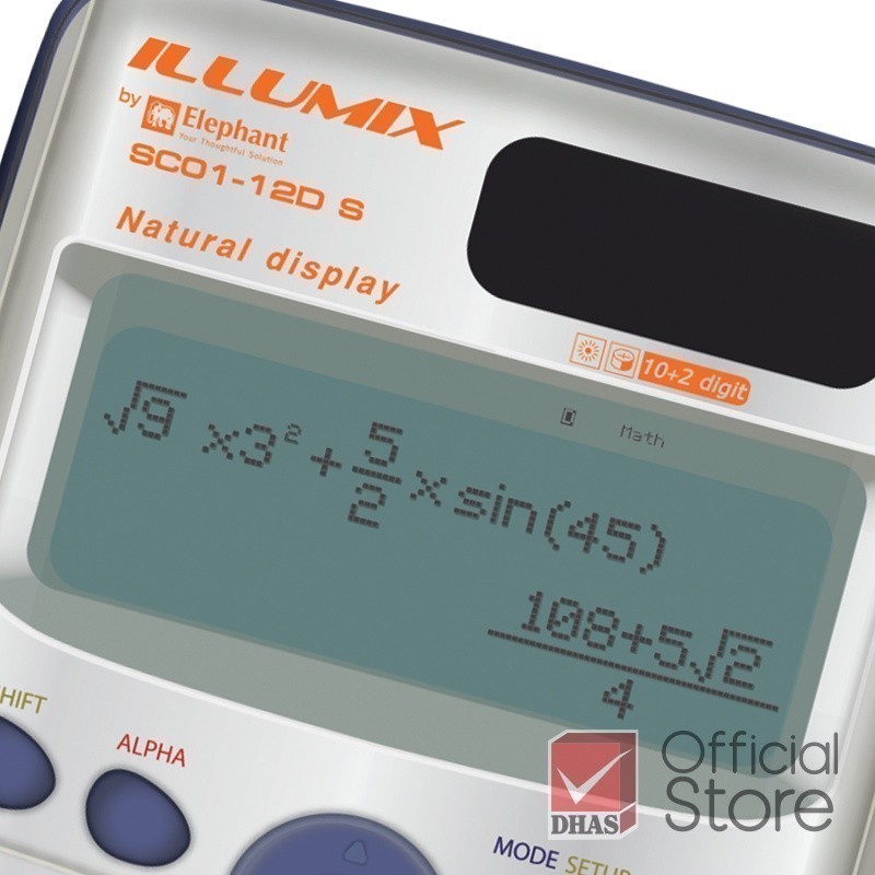 Illumix เครื่องคิดเลข เครื่องคิดเลขวิทยาศาสตร์ รุ่น SC01-12D สีเงิน จำนวน 1 เครื่อง - รูปที่ 2