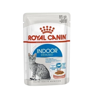 [12 ซอง] Royal Canin Indoor Pouch Gravy อาหารเปียกแมวโต เลี้ยงในบ้านและทำหมัน อายุ 1 ปีขึ้นไป (ซอสเกรวี่, โรยัล คานิน)