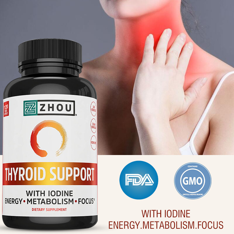 Coolkin Thyroid & Energy Support Capsules - วิตามินบี 12, ไอโอดีน, Ashwagandha, Schisandra, Magnesium, Metabolsm & Vitality Booster