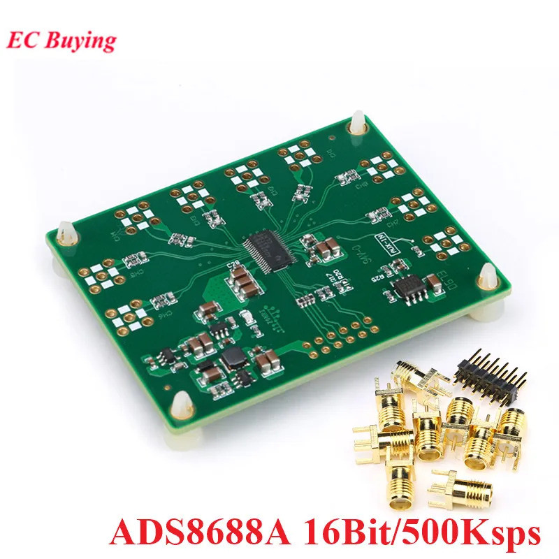 โมดูลการเก็บข้อมูล ADS8688A Sar/adc 16Bit 500Ksps อินพุตเดี่ยว/สองขั้ว8ช่องสัญญาณ DC 3.3V RS232พอร์ต
