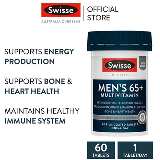 Swisse Men's Ultivite 65+ Multivitamin วิตามินรวมสำหรับผู้ชายอายุ 65+ 60 เม็ด (EXP:10 2027)