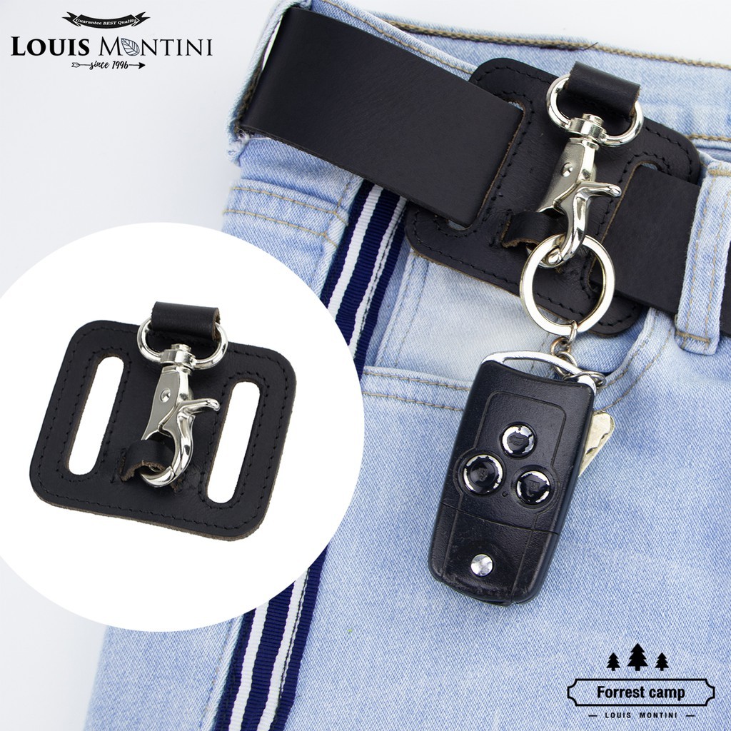 Louis Montini พวงกุญแจหนังแท้ คล้องสายเข็มขัด ใส่กุญแจบ้าน ใส่กุญแจรถ KR30