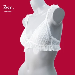 BSC เสื้อชั้นใน3/4 คัพ ซีทรู ไร้โครง ผ้าพลีท ผสมผ้าลูกไม้ รุ่น BB2124