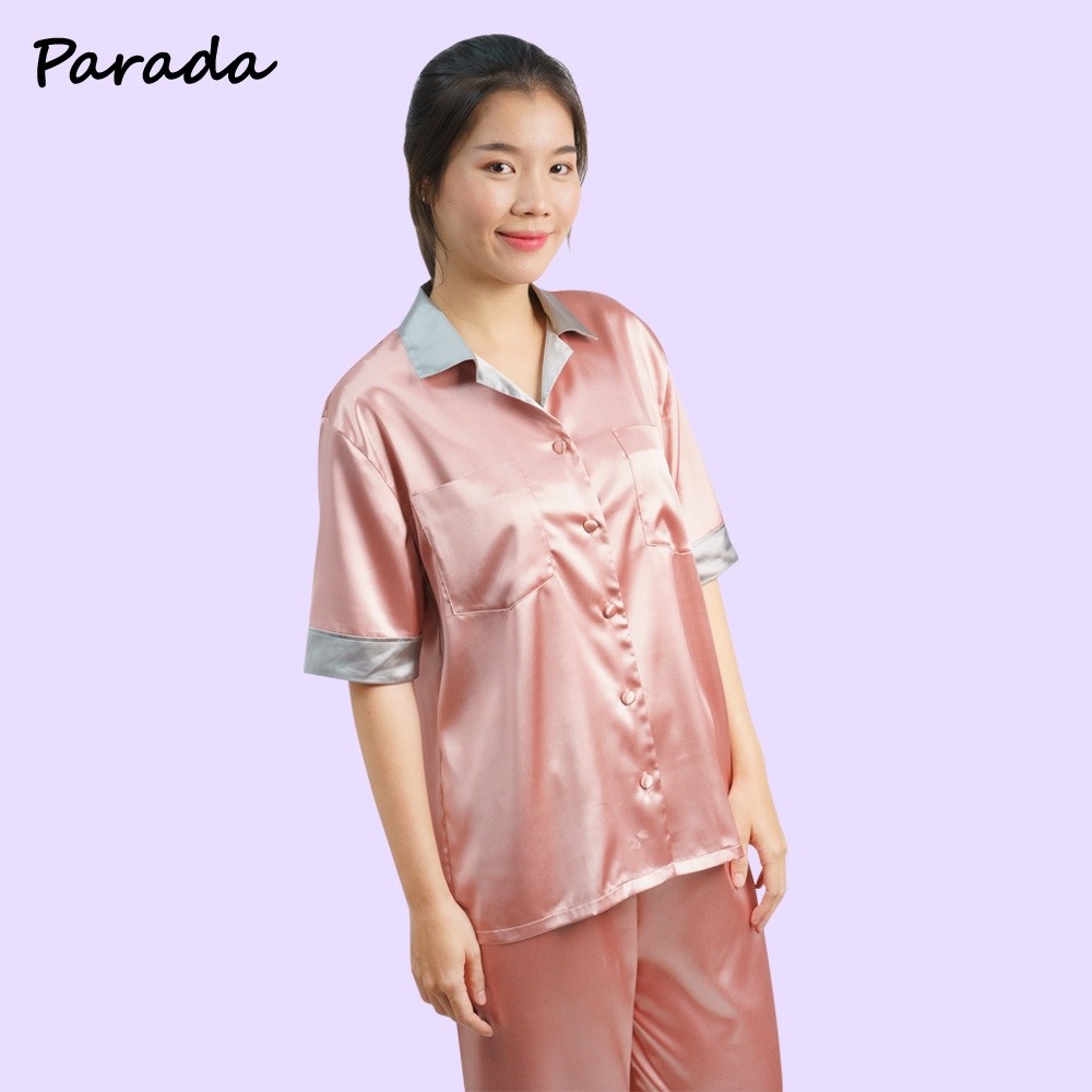 Parada ชุดนอนสำหรับผู้หญิง เสื้อแขนสั้น กางเกงขายาว 5 ส่วนผ้าผวาติน เนื้อผ้านุ่นเบาสบาย  ลื่นสวมใส่สบาย รุ่น CN9508. - รูปที่ 5