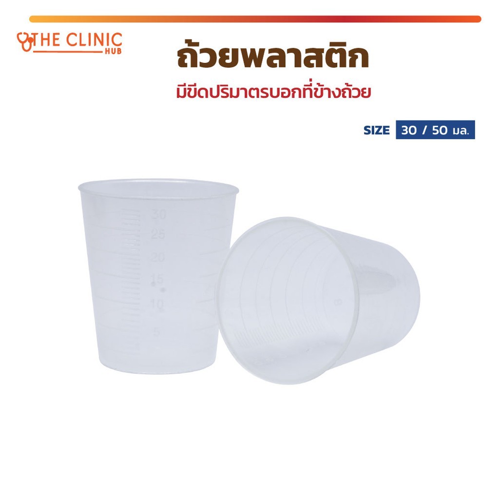 ถ้วยตวงพลาสติก มีฝาครอบ / ไม่มีฝาครอบ ถ้วยตวงยา พลาสติก ปลอดภัยต่อสุขภาพ (1 แพ็ค 10 ชิ้น) [ CLINIC HUB ]