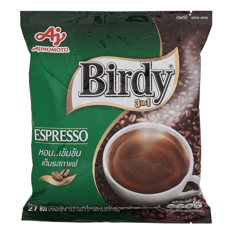 BIRDY เบอร์ดี้3อิน1กาแฟปรุงสำเร็จชนิดผงเอสเปรสโซ 12.1กรัม แพค 27ซอง [8850250007449]