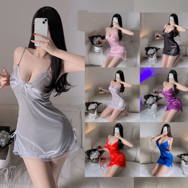 ชุดนอนซาติน ชุดนอนไม่ได้นอน ดาวเรือง DD199 อก-40นิ้ว พร้อมส่งจากไทย