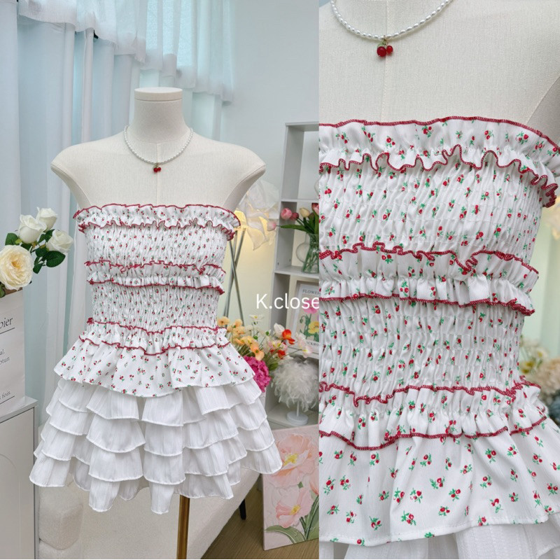 Flower top เกาะอกลายเสือ-เสื้อเกาะอกลายดอกไม้- เกาะอกผ้ายีนส์✿✿ ดีเทลน่ารักมาก✿ อกยืดได้เยอะ เกาะอกสาวอวบ ราคา ถูกที่สุด ดีลบีเคเค แกลเลอรีภาพที่ 6