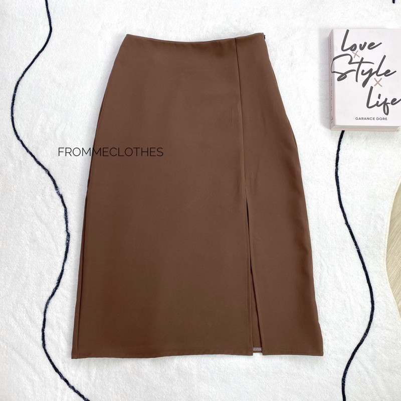 Frommeclothes กระโปรงทรงเอยาวผ่าหน้า ยาว32นิ้ว(XS-2XL) ราคา ถูกที่สุด ดีลบีเคเค แกลเลอรีภาพที่ 7