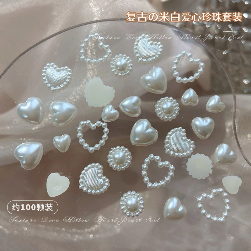 อะไหล่ติดเล็บมุกรวมหลากหลายแบบ 100 ชิ้นต่อห่อ