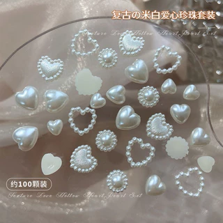 อะไหล่ติดเล็บมุกรวมหลากหลายแบบ 100 ชิ้นต่อห่อ