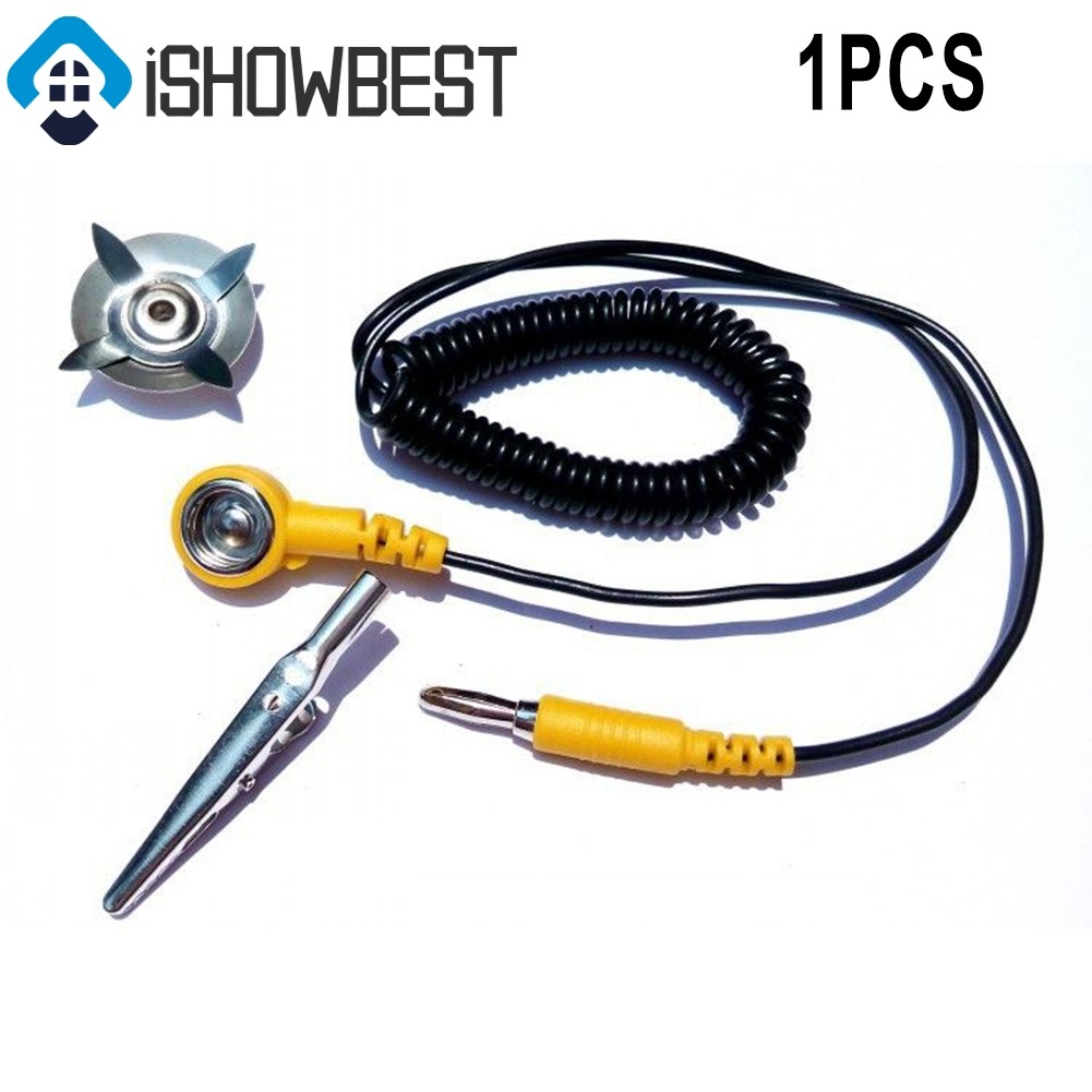1PCS Anti-Static ESD Grounding Cable Coiled Cord จระเข้คลิป Claw PU Wire