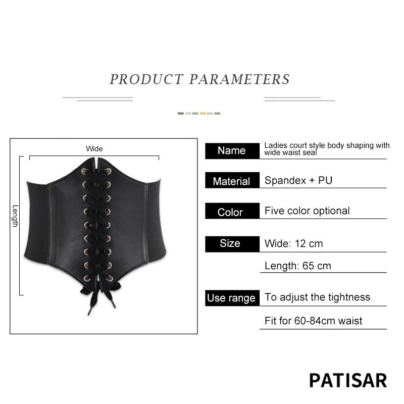 คอร์เซ็ท เข็มขัดหนัง Pu กว้าง กระชับสัดส่วน สําหรับผู้หญิง สายรัดสูง ยืดหยุ่น กระชับสัดส่วน คาดเอว สําหรับผู้หญิง เอวยาง - รูปที่ 2