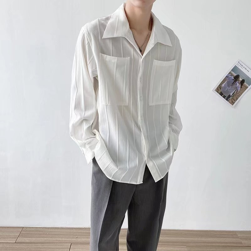 SEACHENIC เสื้อเชิ้ตแขนยาวสีขาวลายทางย้อนยุค 2026 ฤดูร้อนใหม่อเนกประสงค์หลวมปกเก๋ด้านบน — صورة 3