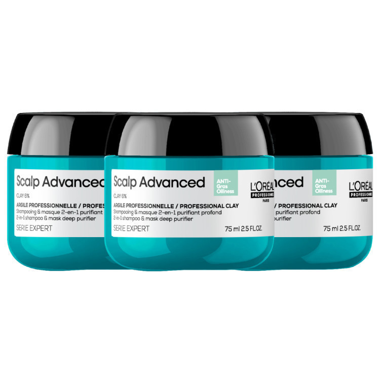 [สินค้าสมนาคุณงดจำหน่าย] SCALP ADVANCED ANTI-OILINESS CLAY มาส์กเนื้อเคลย์ชำระล้างสิ่งตกค้าง 75mlx3