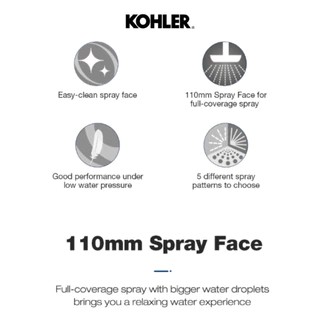 KOHLER Citrus 110mm multi-function handshower หัวฝักบัวสายอ่อน 5ระดับ รุ่นซีทรัส สีโครเมี่ยม K-30251T-CP