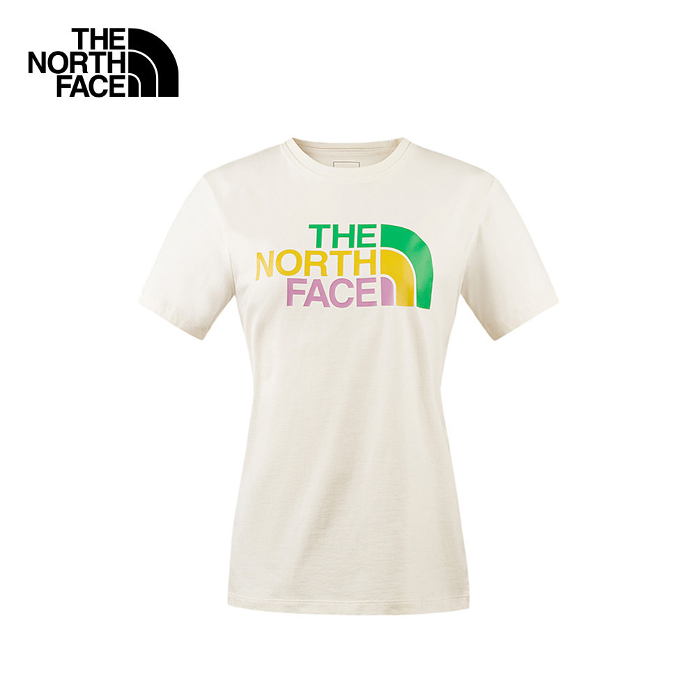 THE NORTH FACE W COLOR COMBO LOGO SS TEE - AP - WHITE DUNE เสื้อยืดแขนสั้น