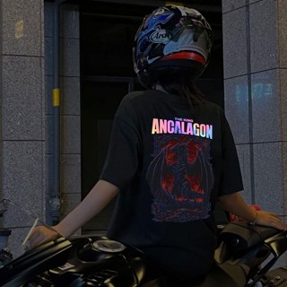 (ผ้าฝ้าย 100%)Luvoro oversize unisex เนื้อผ้านุ่มระบายแขนสั้…