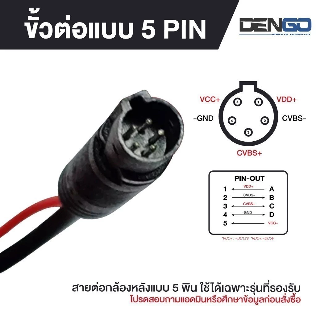 Dengo สายต่อกล้องหลัง และชุดกล้องหลังติดรถตู้ รถกระบะ อุปกรณ์เสริมกล้องติดรถยนต์ ระบุตามตัวเลือก thumbnail 6